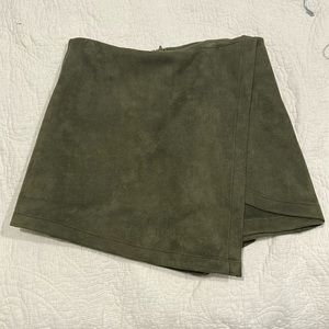 Green suede skort